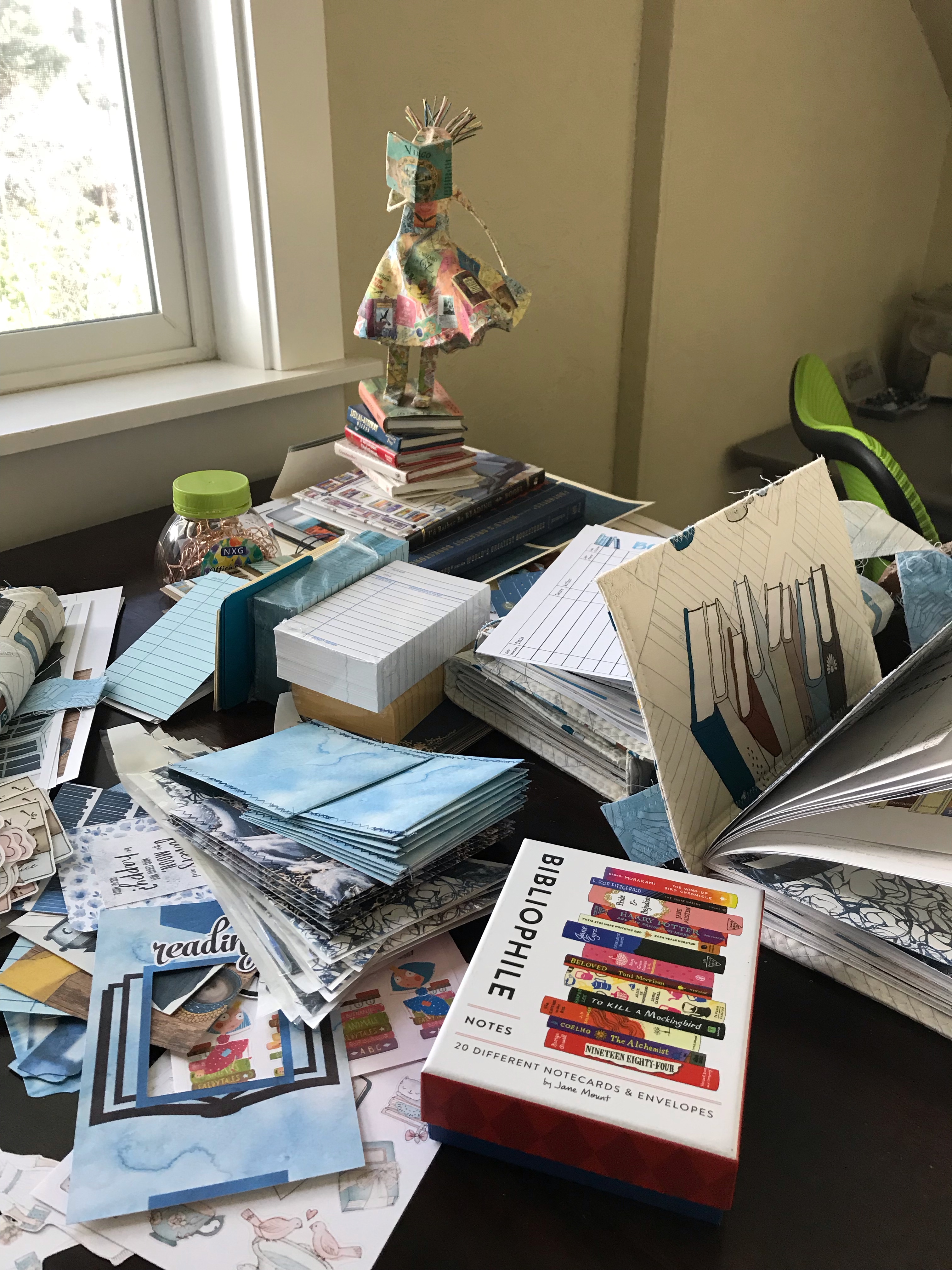Workspace of creating book and reading journals
