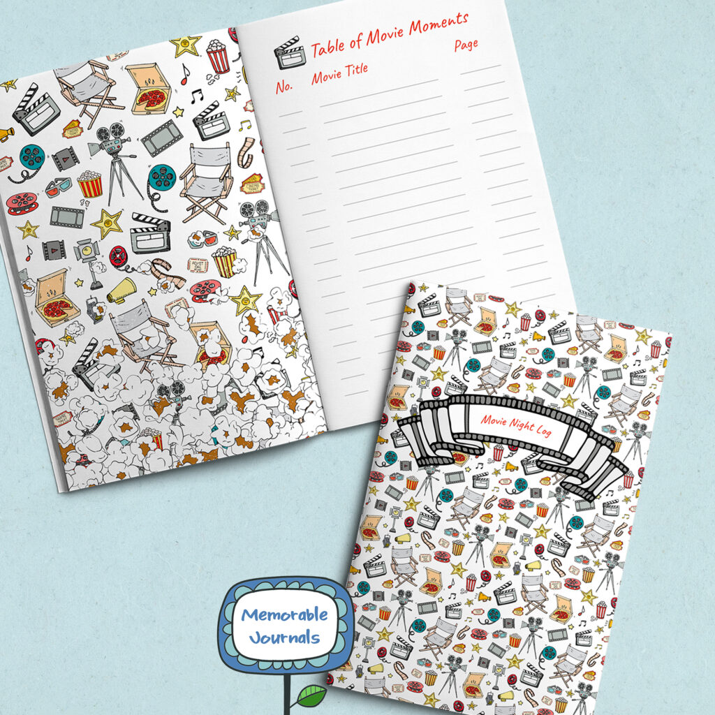 movie log journal set shown both opened and closed